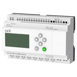 Модуль ЦПУ ПЛК 410 8 DI 6 UI (0-10В/DI) 8 RO 12В-24В DC или 24В AC с Ethernet портом с экраном ONI PLC-410-CPU-14U08R-1AD-00