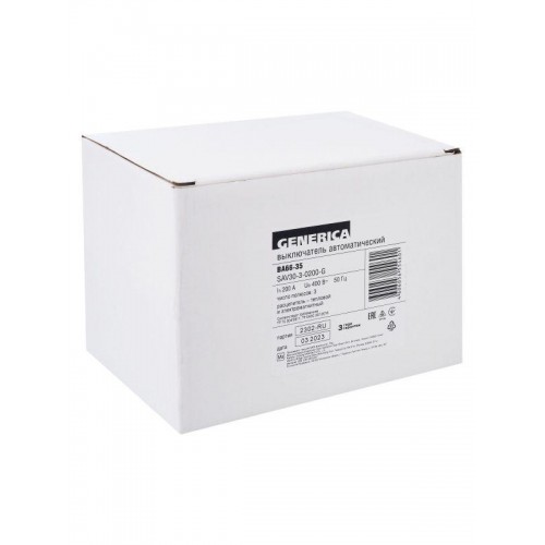 Выключатель автоматический 3п 200А 25кА ВА66-35 GENERICA SAV30-3-0200-G