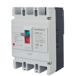 Выключатель автоматический 3п 200А 25кА ВА66-35 GENERICA SAV30-3-0200-G