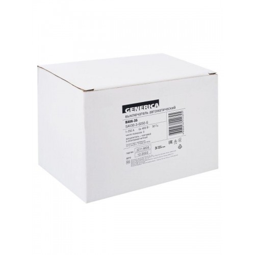 Выключатель автоматический 3п 250А 25кА ВА66-35 GENERICA SAV30-3-0250-G