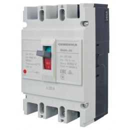 Выключатель автоматический 3п 250А 25кА ВА66-35 GENERICA SAV30-3-0250-G