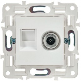 Розетка двойная TV+RJ45 кат.5E SKANDY SK-A14W арктич. бел. IEK SK-AK20-1-K01