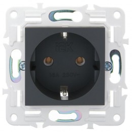 Розетка SKANDY 16А с заземл. без защ. шторок SK-R05G графит IEK SK-R11-16-K53