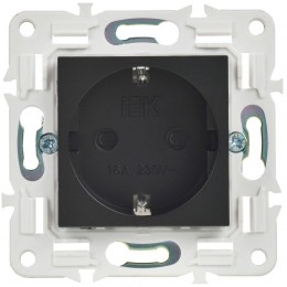 Розетка SKANDY 16А с заземл. защ. шторки безвинт. крепл. SK-R06Bl черн. IEK SK-R14-16-1-K02