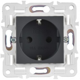 Розетка SKANDY 16А с заземл. защ. шторки SK-R04G графит IEK SK-R14-16-K53