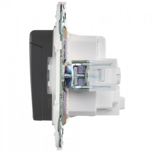 Розетка 1-м SKANDY 16А IP44 с заземл. защ. шторки с крышкой SK-R11G графит IEK SK-R16-16-44-K53