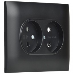 Розетка 2-м SKANDY 10А без заземл. без защ. шторок в сборе SK-R10Bl черн. IEK SK-R20-10-K02-F