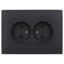 Розетка 2-м SKANDY 10А без заземл. без защ. шторок в сборе SK-R10G графит IEK SK-R20-10-K53-F