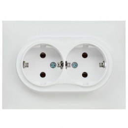 Розетка 2-м SKANDY 16А с заземл. без защ. шторок в сборе SK-R08W арктич. бел. IEK SK-R21-16-K01-F