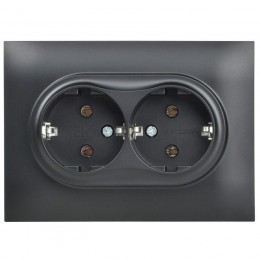 Розетка 2-м SKANDY 16А с заземл. без защ. шторок в сборе SK-R08Bl черн. IEK SK-R21-16-K02-F