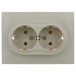 Розетка 2-м SKANDY 16А с заземл. без защ. шторок в сборе SK-R08B беж. IEK SK-R21-16-K10-F