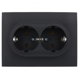 Розетка 2-м SKANDY 16А с заземл. без защ. шторок в сборе SK-R08G графит IEK SK-R21-16-K53-F