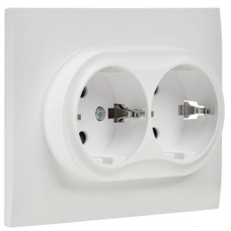 Розетка 2-м SKANDY 16А с заземл. защ. шторки в сборе SK-R07W арктич. бел. IEK SK-R24-16-K01-F