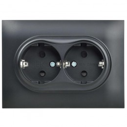 Розетка 2-м SKANDY 16А с заземл. защ. шторки в сборе SK-R07Bl черн. IEK SK-R24-16-K02-F