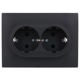 Розетка 2-м SKANDY 16А с заземл. защ. шторки в сборе SK-R07G графит IEK SK-R24-16-K53-F