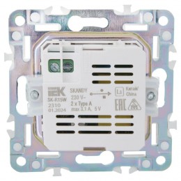 Розетка USB A+A 3.1А SKANDY SK-R15W арктич. бел. IEK SK-U21-D31-K01