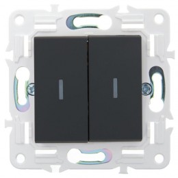 Выключатель проходной 2-кл. SKANDY 10А SK-V10G с индикацией графит IEK SK-V22-1-10-K53