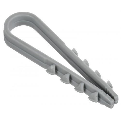 Дюбель-хомут 5х10мм для круглого кабеля нейлон сер. (уп.100шт) GENERICA UDH13-05-10-100-K03-G