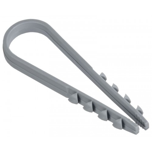 Дюбель-хомут 11х18мм для круглого кабеля нейлон сер. (уп.100шт) GENERICA UDH13-11-18-100-K03-G