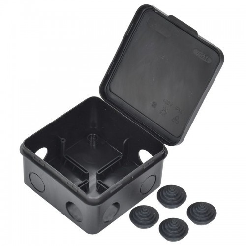 Коробка распаячная ОП 100х100х50 IP54 КМ41256 откид. крышка 8 гермовводов черн. IEK UKO31-100-100-050-K02-54