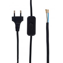 Шнур для бра УШ-1КВ 2м с опрес. вилкой и выключателем 2х0.75 черн. IEK WUP20-02-K02