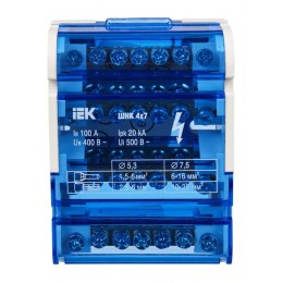 Шина на DIN-рейку в корпусе (кросс-модуль) ШНК 4х7 3L+PEN IEK YND10-4-07-100