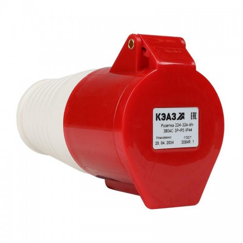 Розетка кабельная 224 32А 380AC 3P+PE 6ч IP44 КЭАЗ 222752