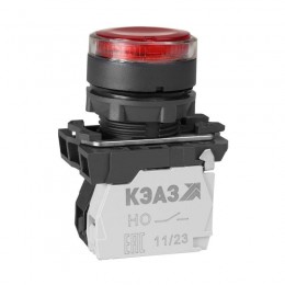 Кнопка КМЕ4610мЛ-24В-красный-1но+0нз-цилиндр-индикатор-IP65 КЭАЗ 285874