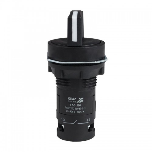 Переключатель 3 положения OptiSignal Compact D22 С7-S-320 черн. 2НО XB7ND33 КЭАЗ 362138