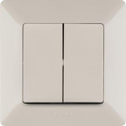 Выключатель 2-кл. СП Valena Life 10А IP20 250В с лицев. панелью безвинтов. зажимы механизм сл. кость Leg 752505