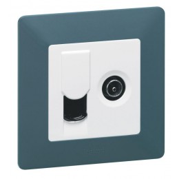 Панель лицевая Valena Life для розетки компьютерной + TV 2-м RJ45 + TV бел. Leg 754830