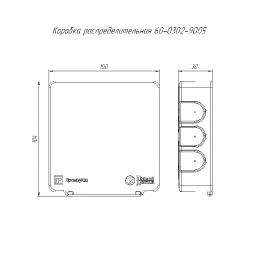 Коробка распределительная 100х100х30 (HF) двухкомп. Безгалоген. для прям. монтажа черн. (уп.48шт) Промрукав 60-0302-9005