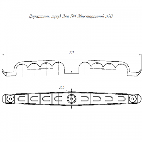 Держатель труб d20мм для прямого монтажа двусторон. на 8 мест сер. (уп.20шт) Промрукав PR13.03293