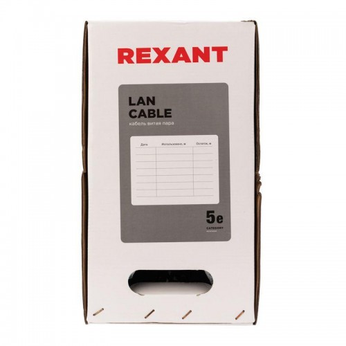 Кабель витая пара U/UTP 4х2х24AWG кат.5E solid CU PE Outdoor черн. (м) Rexant 01-0045