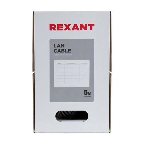 Кабель витая пара U/UTP кат.5E 4х2х24AWG LSZH нг(А)-HF INDOOR SOLID медь оранж. 305м (м) Rexant 01-0049