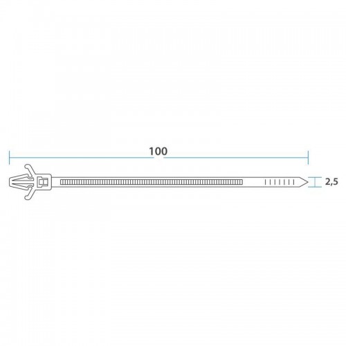 Хомут кабельный 2.5х100 P6.6 бел. с крепежным пистоном (уп.100шт) Rexant 07-0107