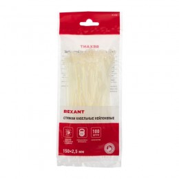 Хомут кабельный 2.5х150 нейл. бел. (уп.100шт) Rexant 07-0150