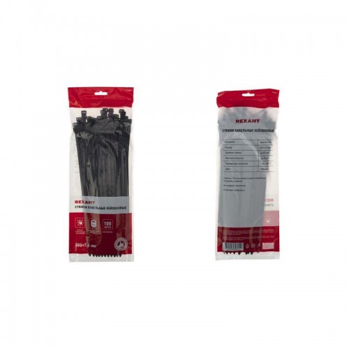 Хомут кабельный 7.6х300 нейл. черн. (уп.100шт) Rexant 07-0303