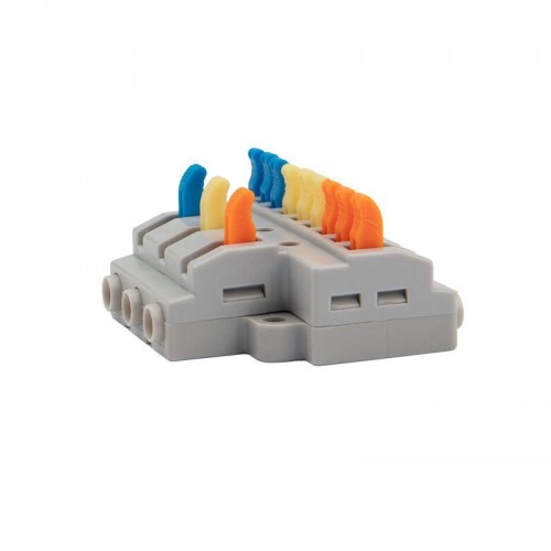 Клемма СМК 3х3 проходная разветвительная 3 полюса с монтажной площадкой (1 ввод 3 вывода на полюс) (уп.4шт) Rexant 07-5232-04