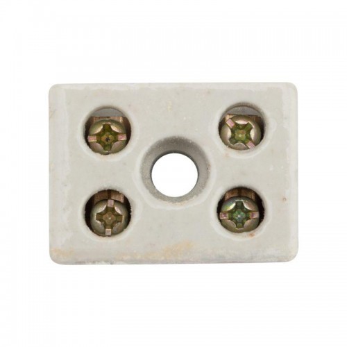 Клемма керамическая винтовая 10кв.мм 2 пары контактов с крепежным отверстием (уп.100шт) Rexant 07-6222