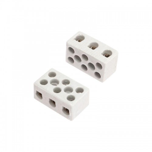Клемма керамическая винтовая 10кв.мм 3 пары контактов с крепежным отверстием (уп.84шт) Rexant 07-6226