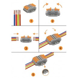 Клемма строительно-монтажная СМК проходная 222-424P 4п 0.08-4кв.мм с монтажной площадкой сер. (блист.5шт) Rexant 07-6264-5