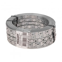 Лента монтажная перфорированная 12х0.55мм прямая полоса оцинк. (уп.25м) Rexant 07-7112-4