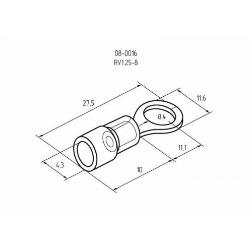 Наконечник кольцевой изолированный (НКИ d8.4мм) 0.5-1.5кв.мм (VR1.25-8) REXANT 08-0016