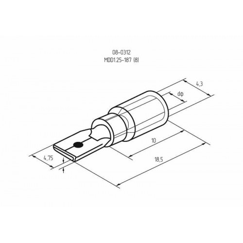Клемма плоская изол. (штекер) (VM 1.25-187(8)) REXANT 08-0312