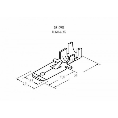 Клемма плоская (штекер-6.3мм) 1-1.5кв.мм (DJ611-6.3B) Rexant 08-0911