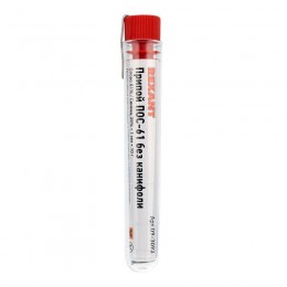 Припой без канифоли ПОС-61 10г d1.0мм (Sn61 Pb39) колба Rexant 09-3093