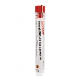 Припой без канифоли ПОС-90 10г d1.0мм (Sn90 Pb10) колба Rexant 09-3094