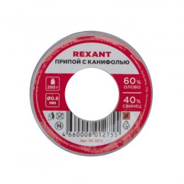 Припой с канифолью 250гр d0.8мм (Sn60 Pb40 Flux 2.2%) Rexant 09-3312