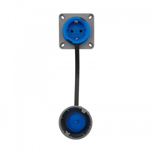 Розетка настенная фланцевая влагозащищенная с крышкой 16А 2Р+РЕ IP68 Rexant 111-124